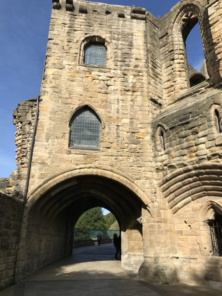 The Pends at St Catherine's Wynd. A stone archway which allowed access to the Abbey campus from monastery way. 